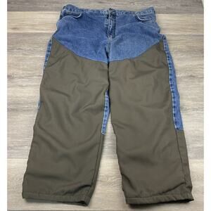 Cabela's Flannel Lined Mens 44X30 Blue Brown Nylon Overlay Upland Hunting